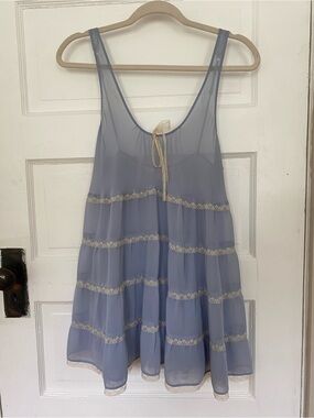 Vintage Victoria’s Secret Powder Blue Lace-Trim Babydoll